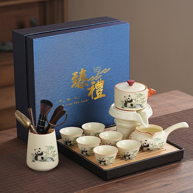 汝窯パンダカンフー茶器自動セット家庭用陶磁器リビングポット石臼茶器お土産 5,261円