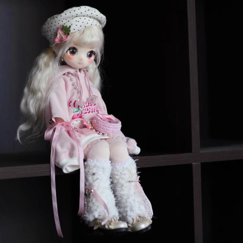 BJD 1/4 1/6 ドール 服 可愛いロングパーカー ピンク 幼SD/MSD/MDD/kumakoサイズ球体関節人形用衣装セット