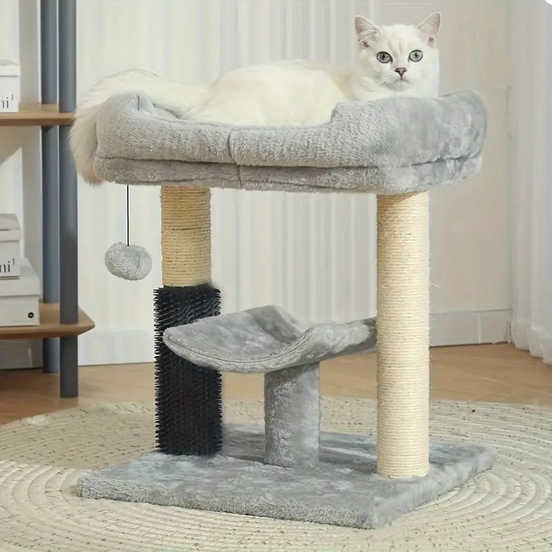 キャットタワー ダブルデッキ 丈夫 グレー 麻の爪とぎ 猫 ネコ ねこ 爪とぎ アニマル パーチベッド キャットクライミングフレーム 4-7