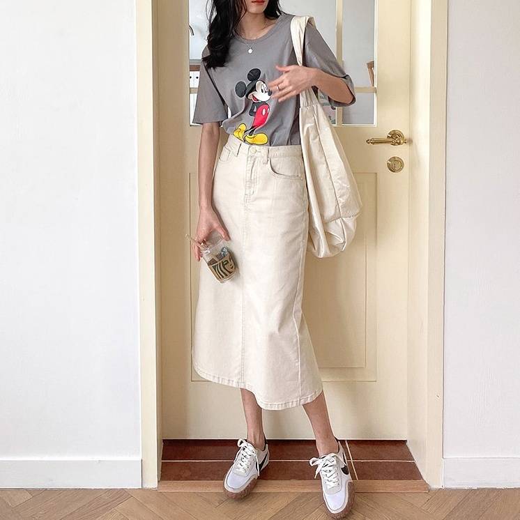 大好評 スカート タイトスカート デニム スリット ミモレ丈 ひざ下 スタイル ストレート 体形カバー 大人女子 きれいめ かわいい キュート カジュアル こなれ感 ラフ マニッシュ ガーリー ぬけ感