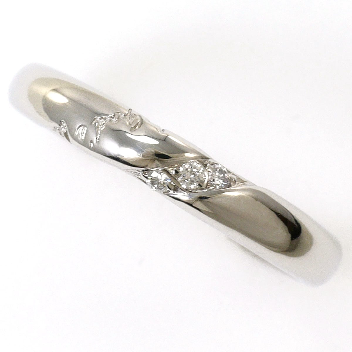 PT1000 プラチナ リング・指輪 7号 ダイヤモンド 0.02ct ブルーダイヤ 0.01ct 総重量約4.3g ジュエリー 中古