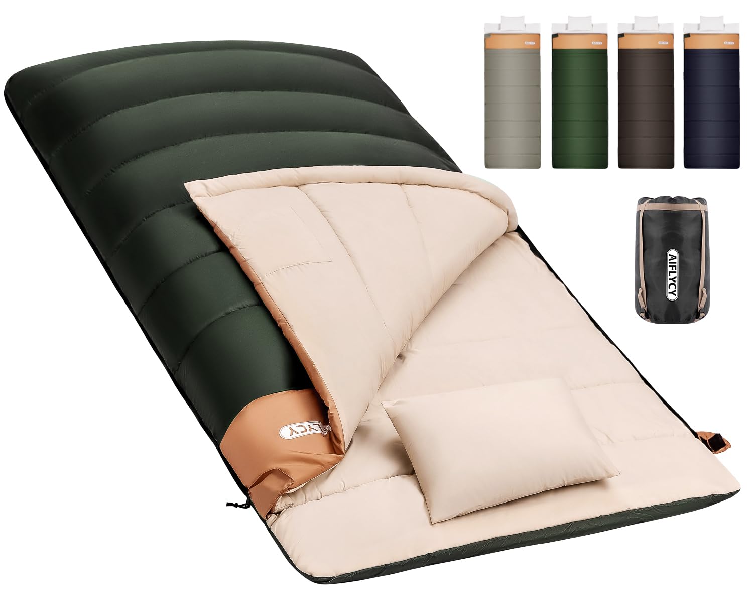 寝袋 シュラフ 冬用 AIFLYCY 寝袋 封筒型【足元に二重保温・300T防水】3.0Kg 2.5Kg 1.5Kg 快適温度-25℃~20℃ 寝袋 ダウン コンパクト シュラフ 丸洗い可能 キャンプ