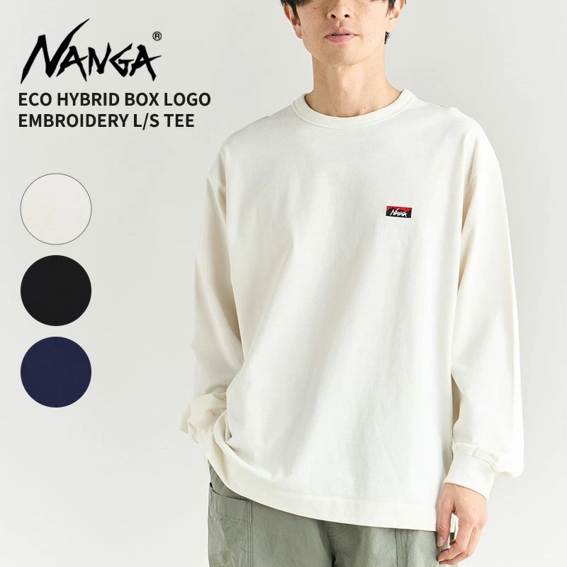 ナンガ Tシャツ NANGA ECO HYBRID BOX LOGO EMBROIDERY L/S TEE エコハイブリッド ボックスロゴ エンブロイダリー ロングスリーブティー 長袖Tシャツ メンズ