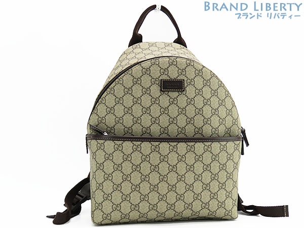 新古品グッチチルドレンズGGスプリームバックパックリュックサックベージュダークブラウンレザー271327