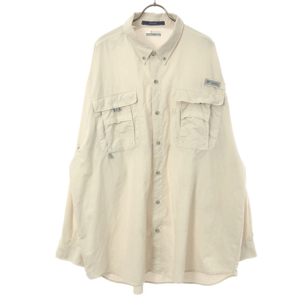 FM7048 長袖 バハマ ボタンダウンシャツ XXL ホワイト系 アウトドア ビッグサイズ メンズ