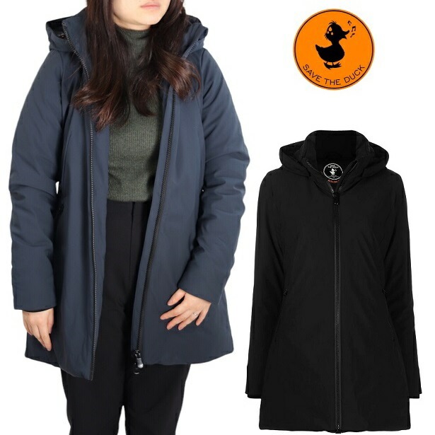 (初売りセール) SAVE THE DUCK セイブザダック フード付 エコダウン D43490W leyla レディース ユニセックス メンズ フーテッド ジャケット 中綿コート セミロング丈 ビー 23,100円