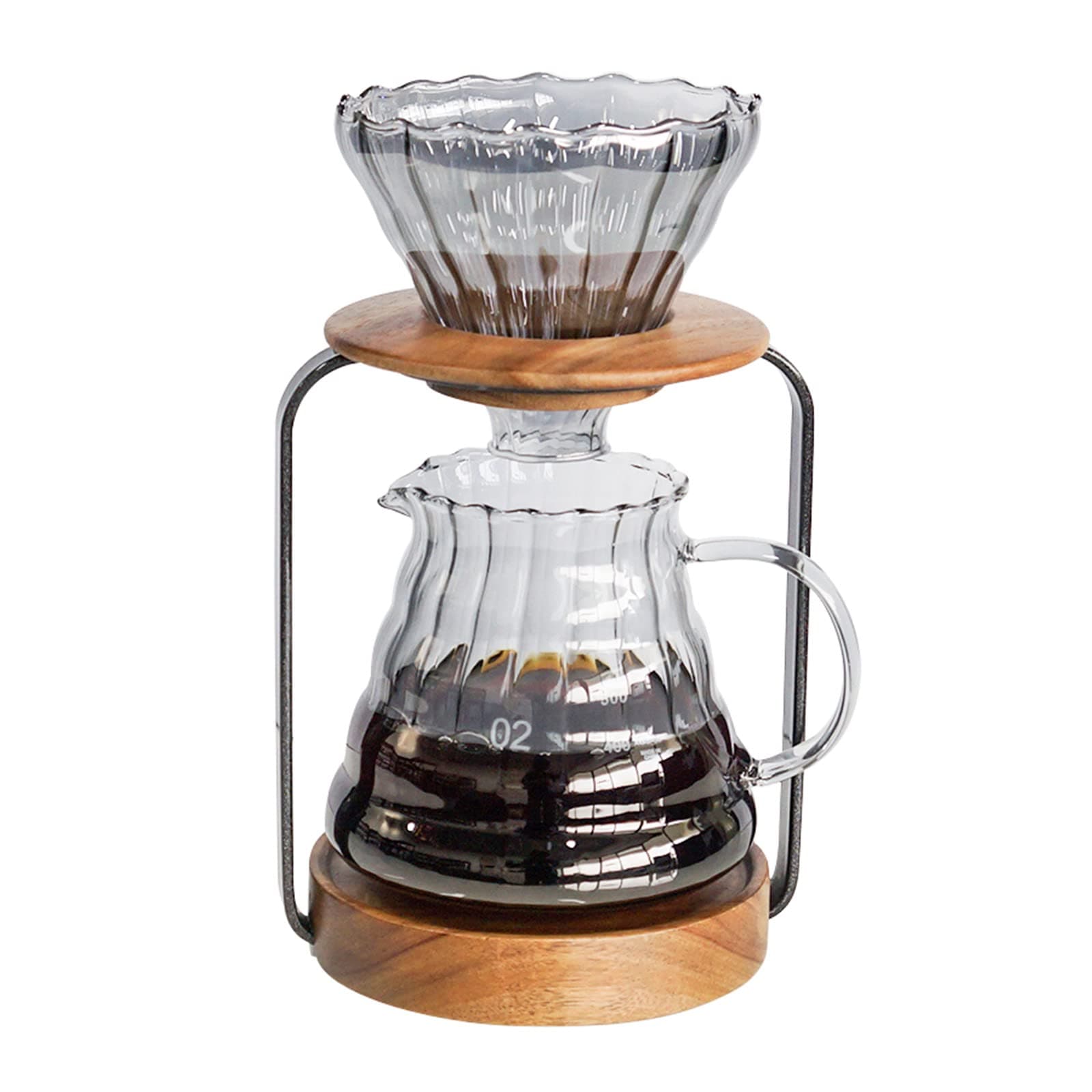 SOTECH Pour Over ドリッパースタンド コーヒーフィルター 木製フィルターホルダー ガラスサーバー ペーパーコーヒーフィルター付き(リッパーセット)