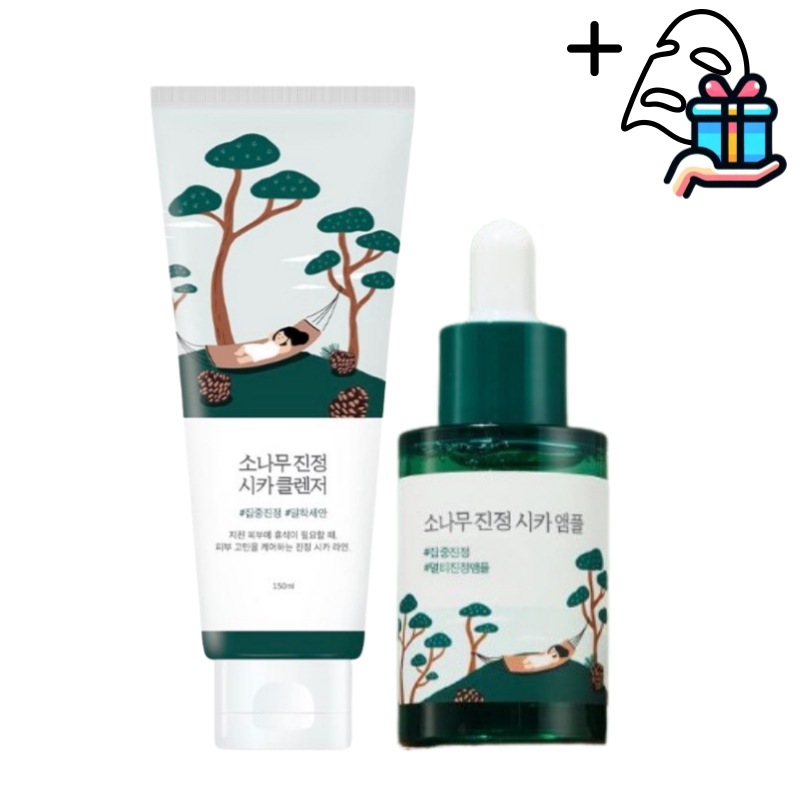 【シカ セット】 松の木 シカアンプル 30ml + 松の木 鎮静シカ 洗顔フォーム 150ml /オマケ付き/フェイスパックシカ/化粧下地/下地/ニキビ/スキンケア/オリーブヤング/韓国コスメ/韓国