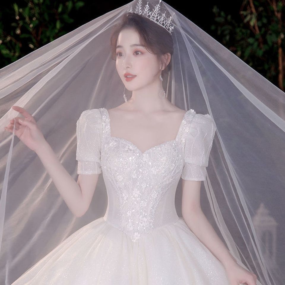 メインウェディングドレス2025花嫁星空プリンセスで豪華なトレーリングスモールフロアレングス妊婦
