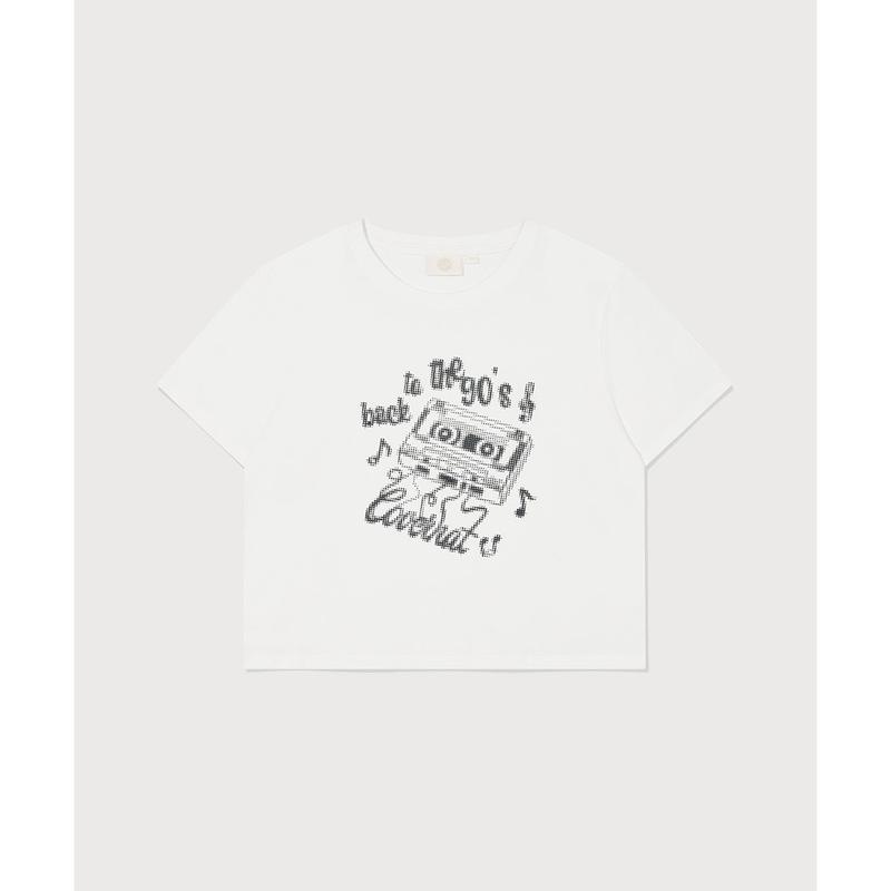 ウーマン クロップフィット カセット グラフィック Tシャツ オフホワイト CO2602ST84 OW