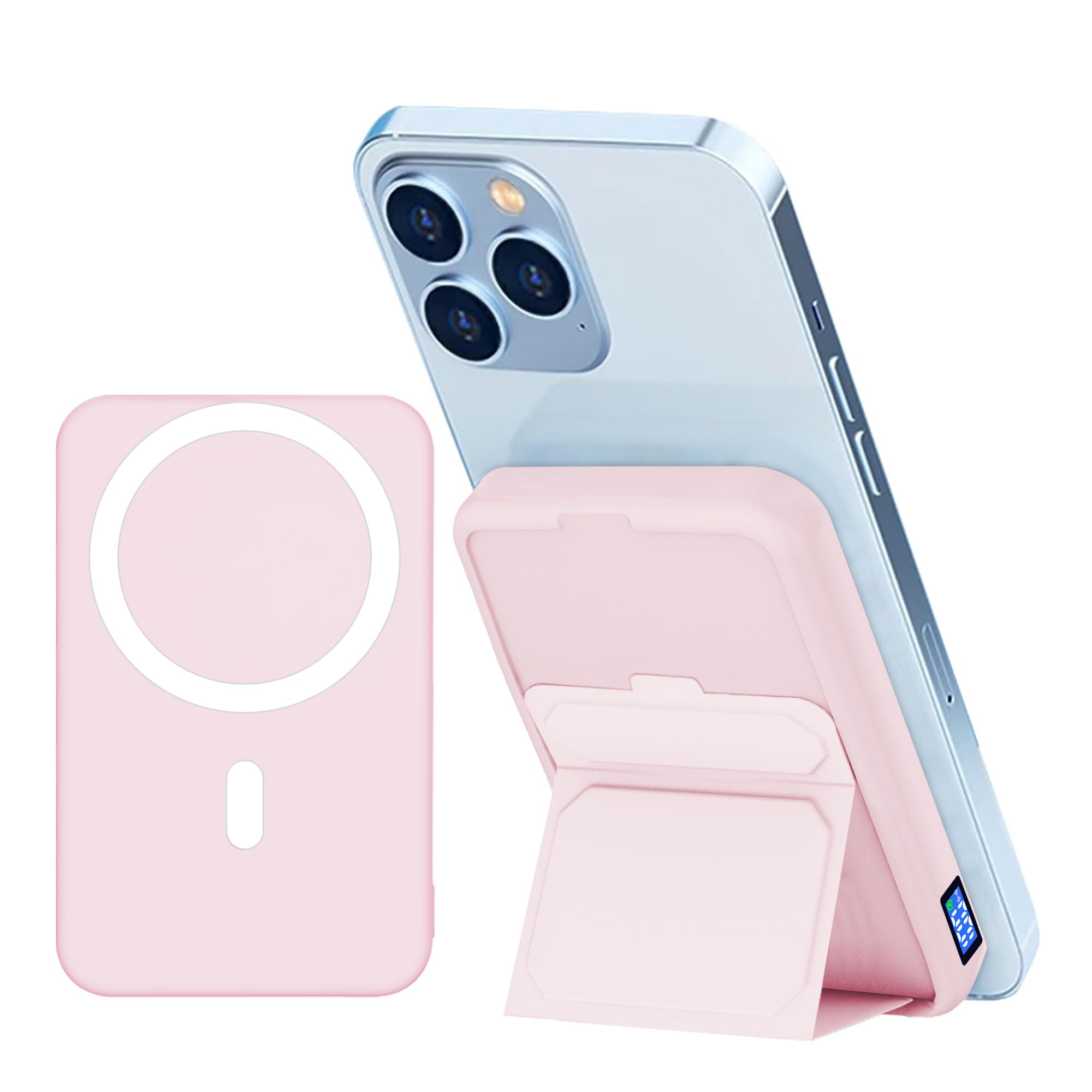 LUCKYDUO モバイルバッテリー magsafe 10000mAh 大容量 急速充電 マグネット ワイヤレス モバイルバッテリー 軽量 小型 薄型 折りたたみ式スタンド 【15W ワイヤレス充電/生活家電用アクセサリ・部品