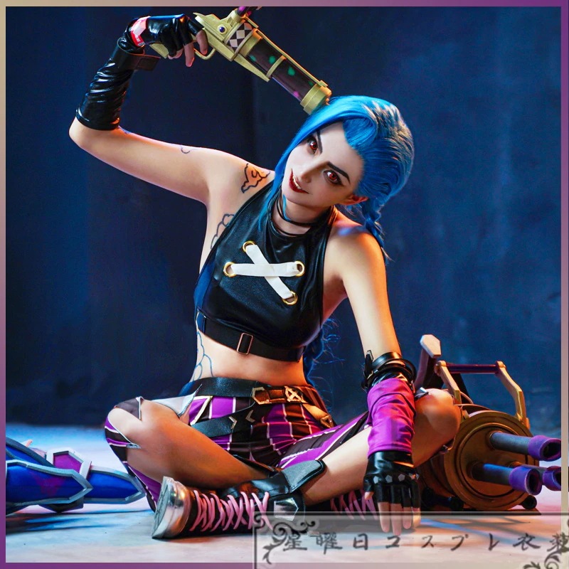 新品【限時!優!惠】アーケイン ジンクス リーグオブレジェンド LoL Jinx 暴走パンクガール コスチューム コスプレ衣装 変装 仮装品質良い 店舗お勧め