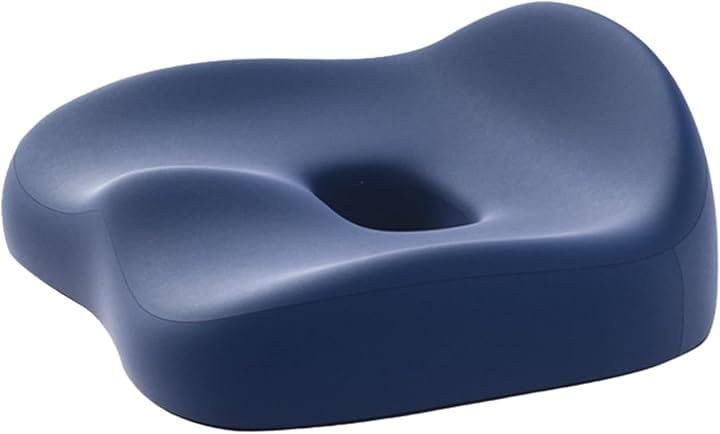 座椅子 姿勢補正 低反発クッション 洗えるカバー付き 長時間 テレワーク メモリーフォーム 大人 子供 小さいサイズ u字(ネイビー, 33x37x9cm)