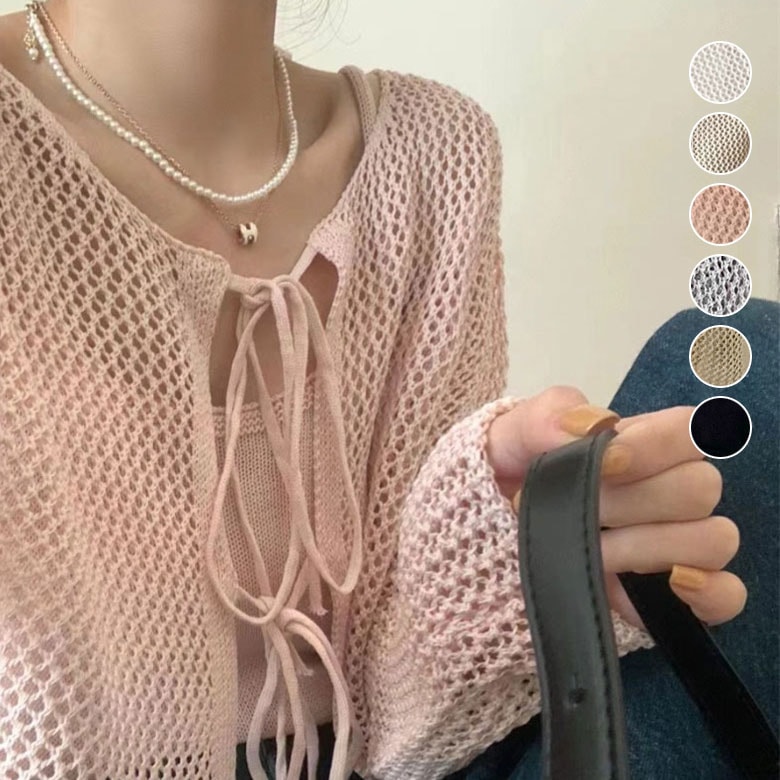 メッシュ カーディガン キャミソール 2点セット レディース 春 夏 ツーピース トップス 羽織り ライトアウター 透け感 涼しげ メッシュ素材 可愛い トップスセット 韓国ファッション お洒落