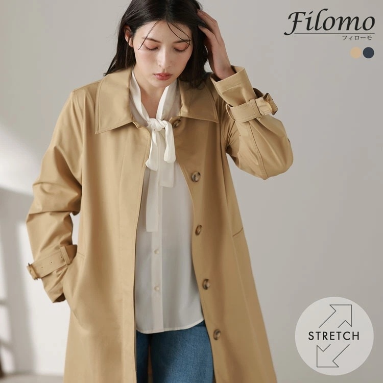 ステンカラーコート レディース 春 ストレッチ コート トレンチコート filomo ライトアウター スプリングコート アウター 通勤 OL ビジネス オフィス フォーマル スーツ 入学式 卒業式 薄
