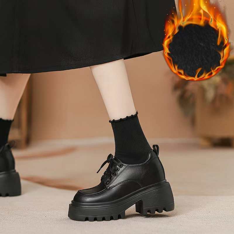 ローファー 12CM ローヒール シューズ レディース ファッション ローファー裹起毛