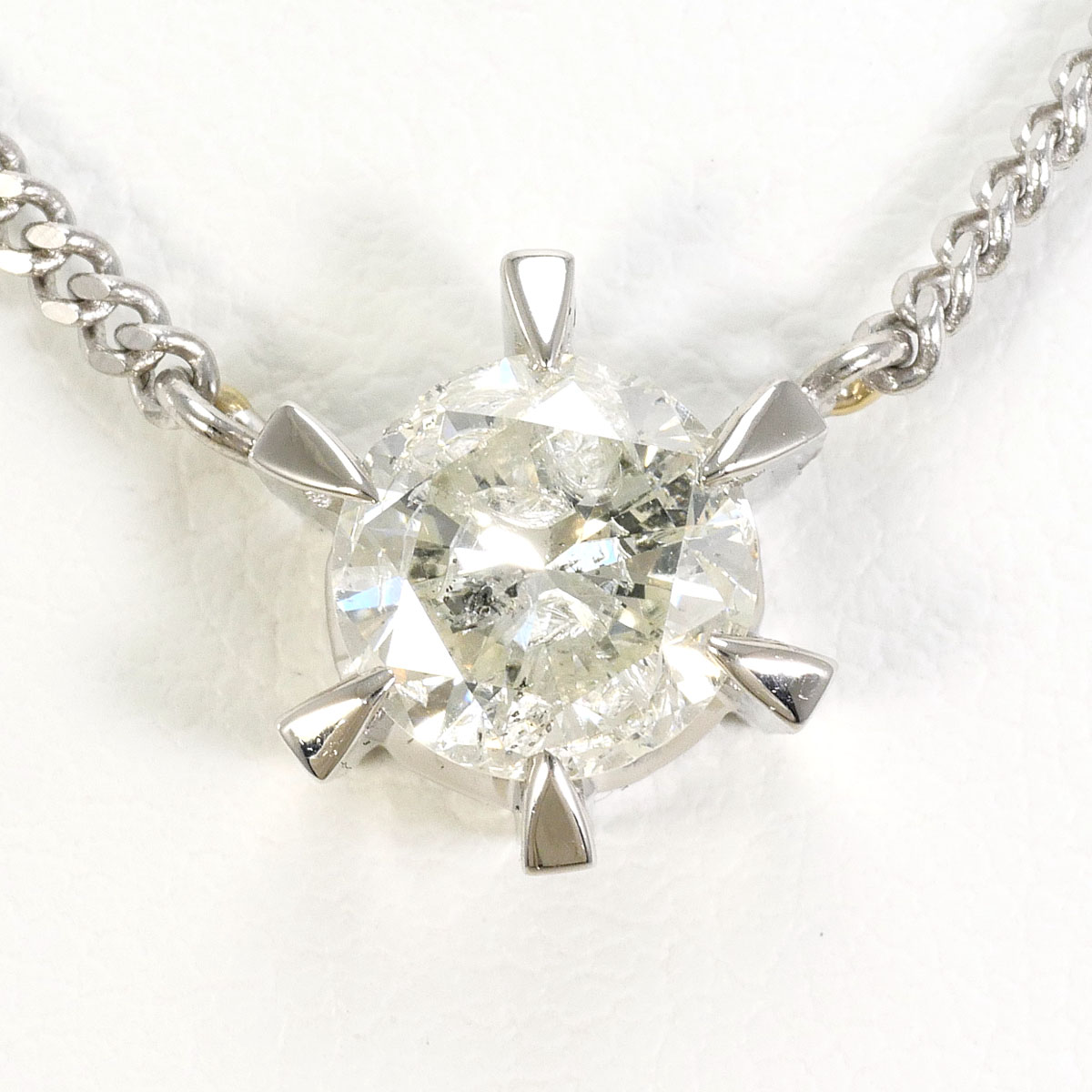 PT850 プラチナ ネックレス ダイヤモンド 1.26ct 鑑別書 総重量約6.5g 約41cm 中古