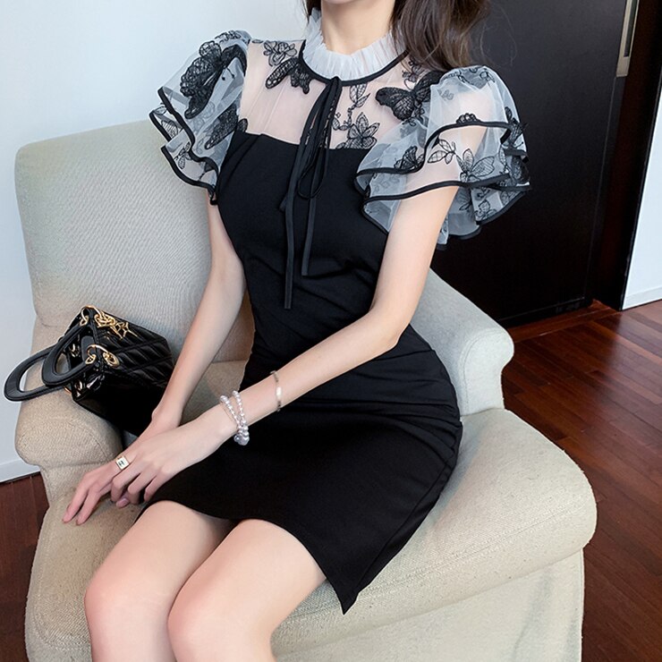 ワンピース　ロングワンピース　ロング　膝丈　ショート丈　ウエストマーク ハイウエスト　ドレス 長袖 ベルベット スクエアカラー　シフォン　フレア　フリル　スリット　エレガント　清楚感　大人可愛い　大人