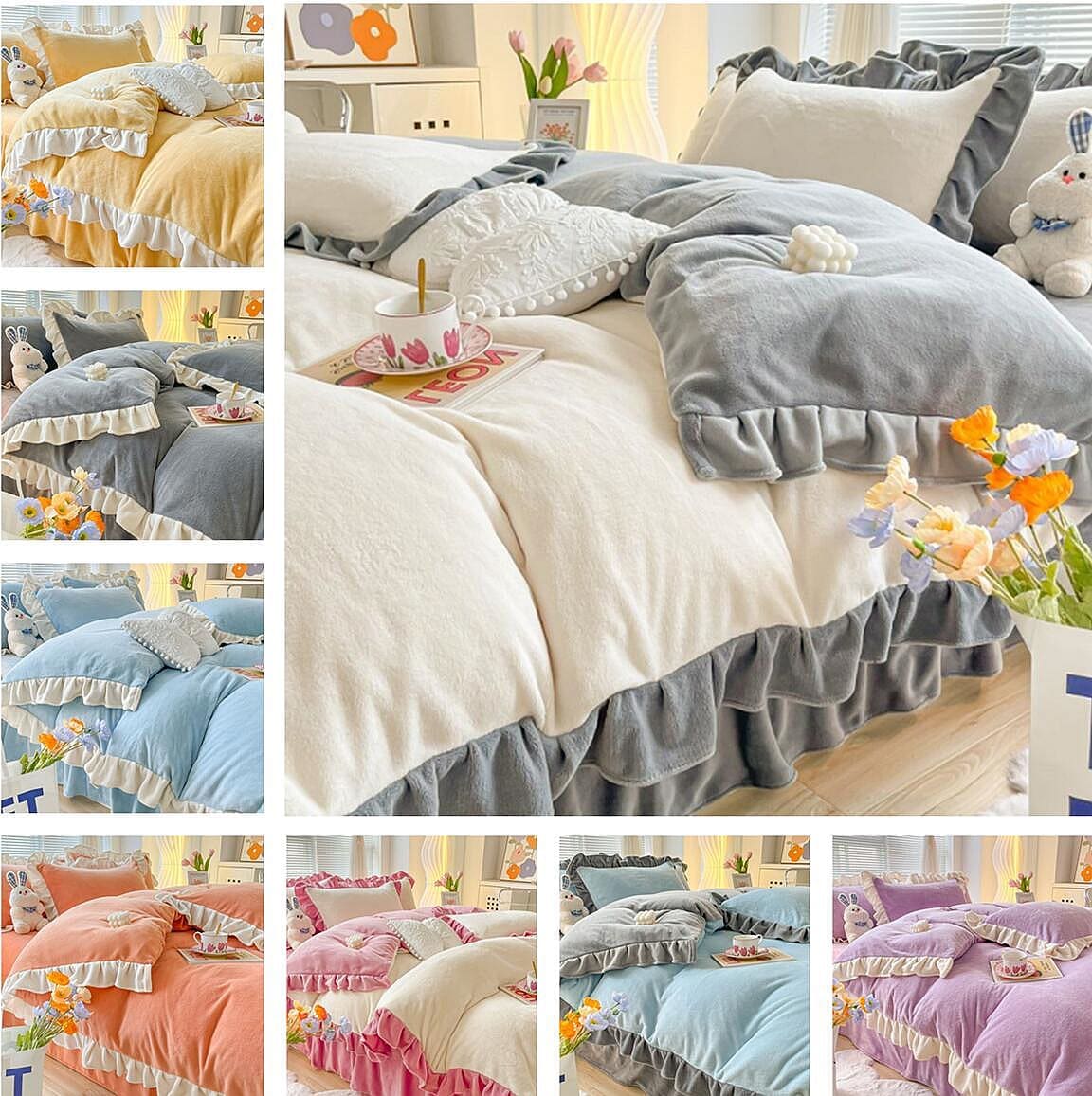 布団カバー セット 3点セット 4点セット シングル ダブル セミダブル　布団 シーツ ホワイト　シンプルデザイン　北欧 ボックスシーツ　フラット 枕カバー 寝具冬のベッド用品サンゴの絨毯のシーツ