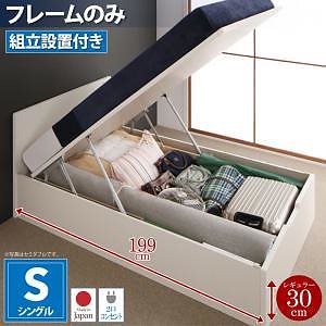 [組立設置付]フラットヘッド コンセント付 跳ね上げ収納ベッド [ムランテ] [ベッドフレームのみ/マットレスなし] シングル 深さレギュラー [フレーム色]ナチュラル