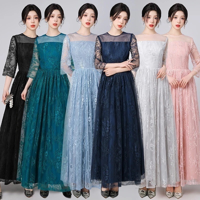 【縁夢】 イブニングドレス レース イブドレス ロングワンピース パーティードレス キャバ 着痩せ 大人 同窓会 披露宴 卒業式 結婚式 演奏会 ウェディング 二次会 発表会 メガ割30%までに制限