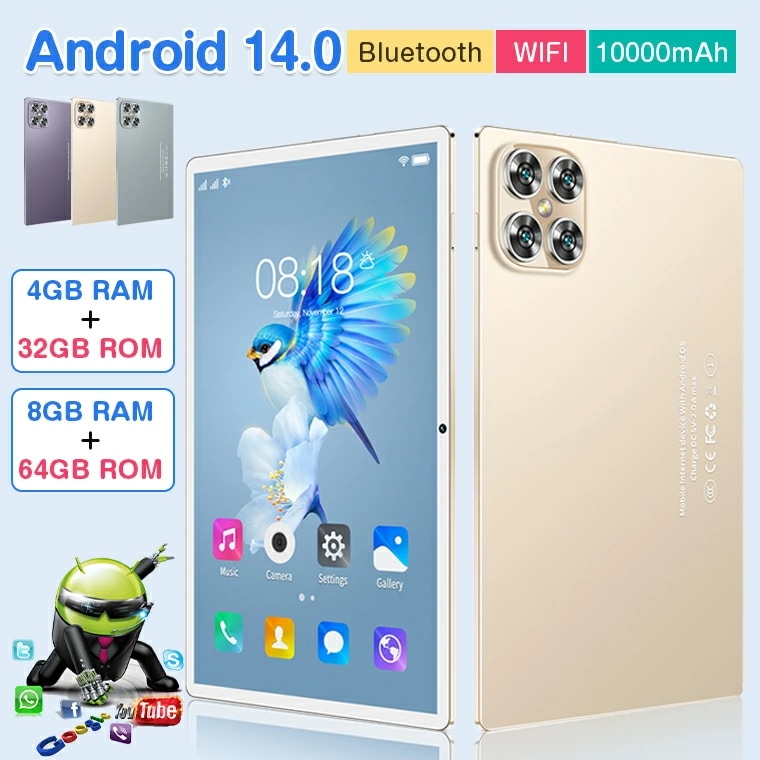 タブレット wi-fi android14 10.1インチ Wi-Fiモデル PC タブレット Bluetooth 小型 軽量 安い 子供向け 10000mAh バッテリー アンドロイド 初心者 大画