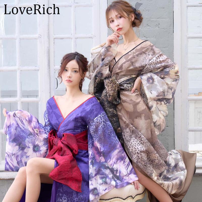 お得セット2色モカ パープル 花魁 着物ドレス セクシー 着物 ドレス 着物風ドレス キャバドレス ロングドレス コスプレ 衣装 インスタ 撮影 キャバ お水 パーティー イベント艶やか花魁スタ 8,517円