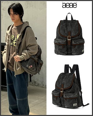 韓国 デニム バックパック[AEAE]OUT POCKET DENIM BACKPACK Qoo10 aeae OUT POCKET DENIM バック