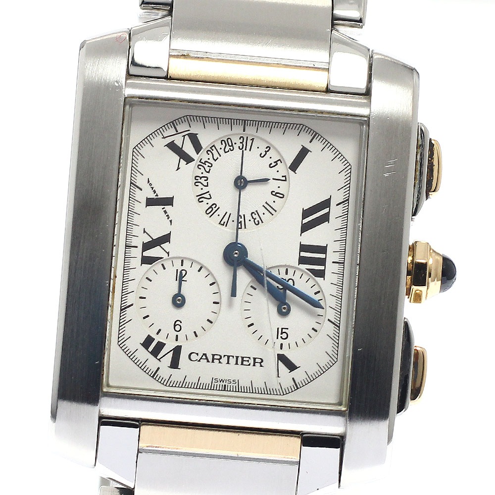 カルティエ CARTIER W51004Q4 タンクフランセーズLM クロノリフレックス クォーツ メンズ _942498【中古】
