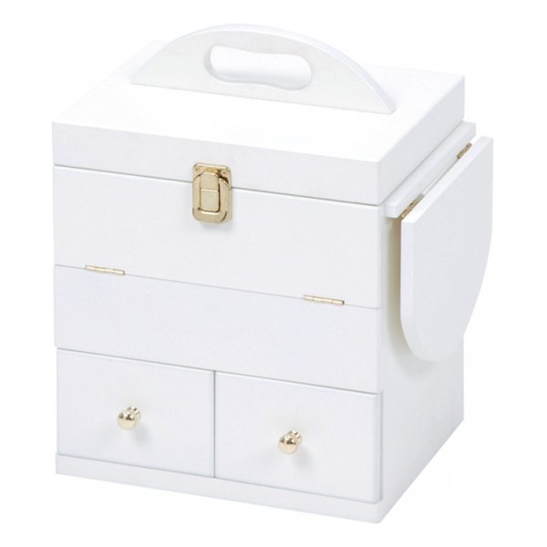 コスメボックス ホワイト 幅26cm 三面鏡・ミニテーブル付き MUD-6930WH