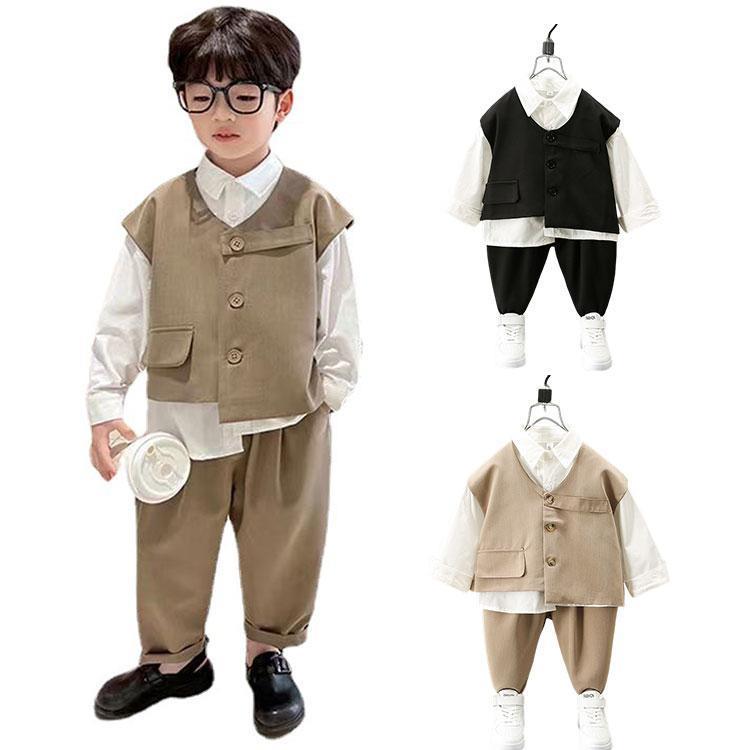 子供服 フォーマルスーツ フォーマルスーツ ベビー キッズ スーツセット セットアップ シャツ+ベスト＋ズボン おしゃれ 卒業式 入学式 発表会 入園式 結婚式