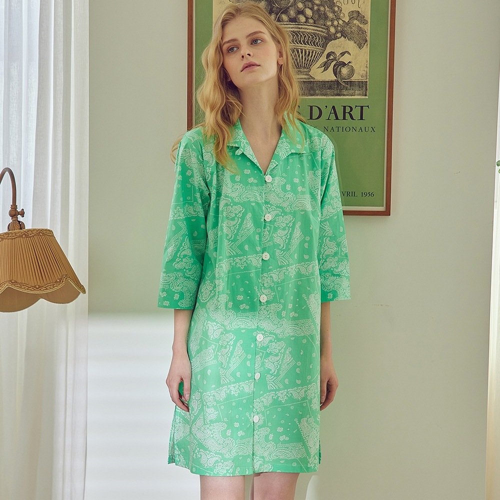 BALCONY [3889-BBUHO] サバンナ ロングシャツ Green