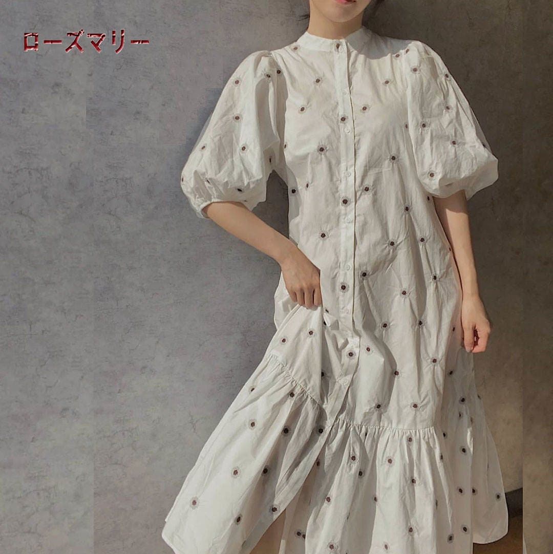 ローズマリー バーゲンセール 欧米風2020 夏のバーゲン 刺繍 ワンピース 半袖 ワンピース ロングワンピース 大人気 202003036