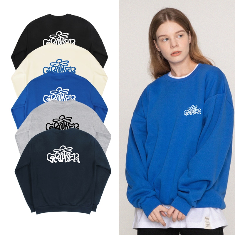[UNISEX]Wave logo flower sweatshirt_5color