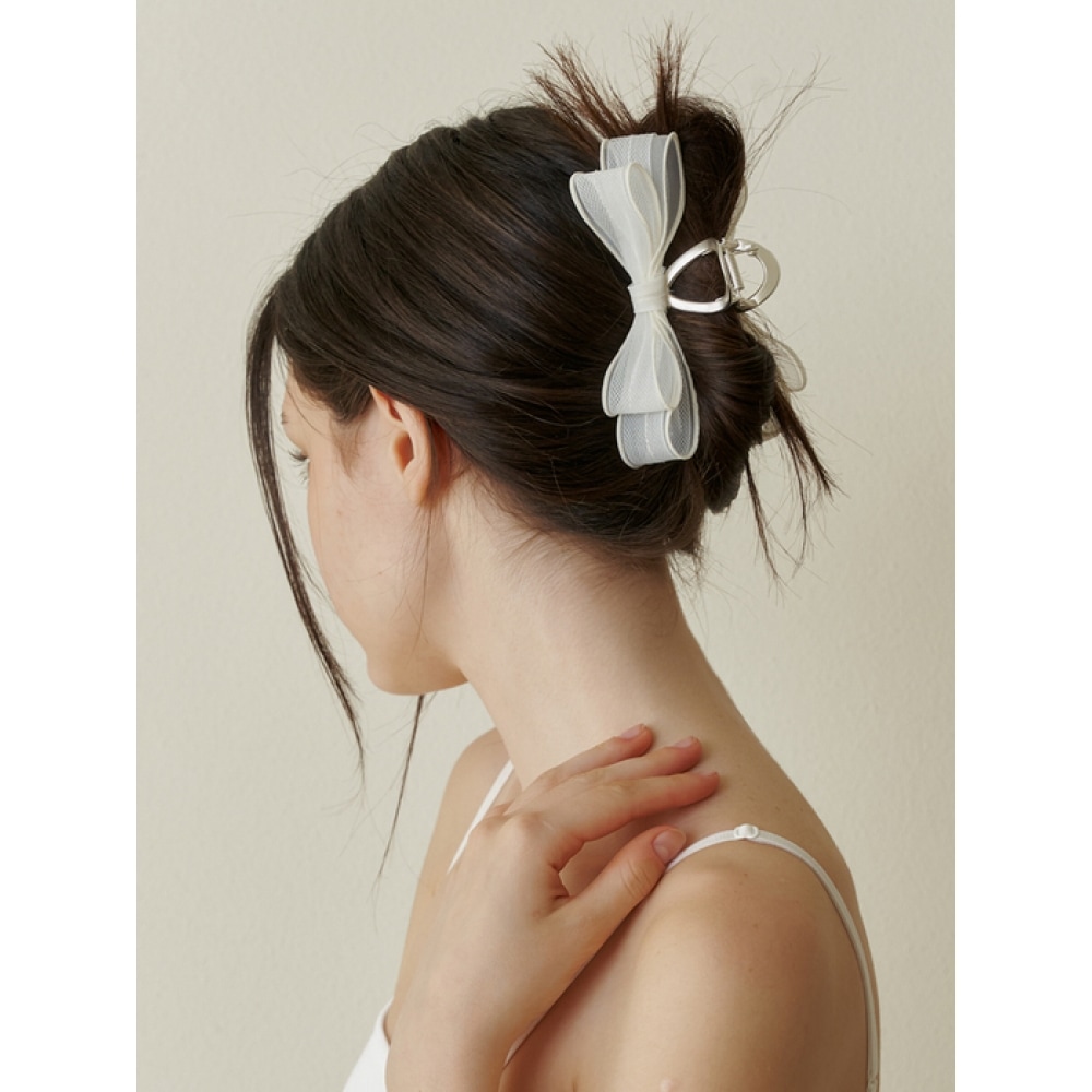 KINDABABY ロマンティックダブルリボン シルバークロー - クリーム