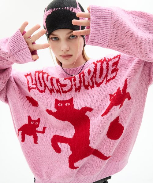 VL 2D CAT KNIT(PINK)