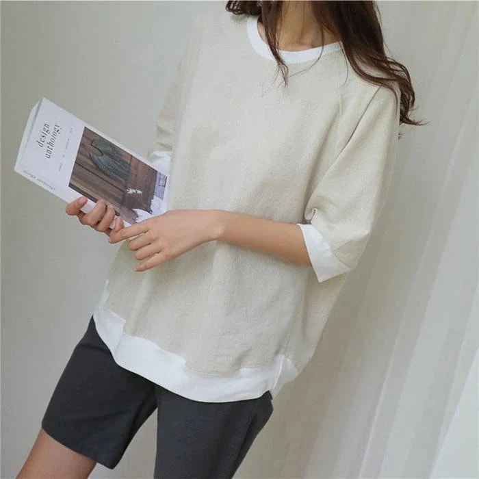 【急速出荷!】七分袖カットソー レディース 麻 Tシャツ 7分袖 Tシャツ レディース トップス コットンン 7分 半端丈 綿麻 プルオーバー カットソー レディース