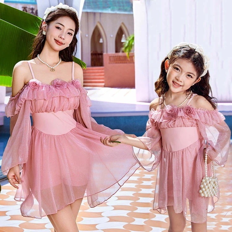 女の子 水着 ワンピース 親子 みずぎ 子ども ワンピース 水着 母 水着 ピンク 水着 キッズ 水着 大人 旅行 ビーチ 水着 遊び 可愛い 水着 ガールズ レディース オールインワン 水着 ジュ