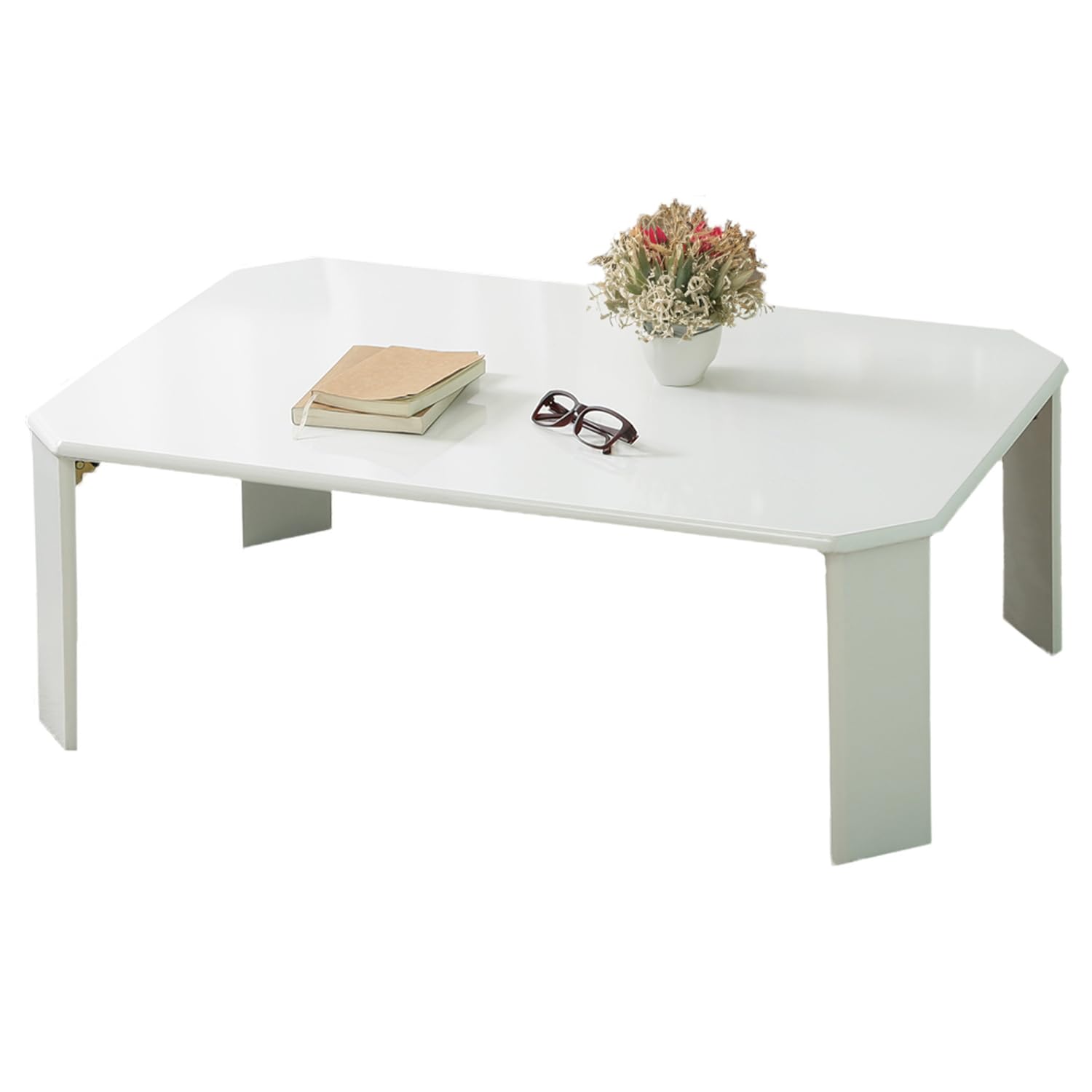 不二貿易 ローテーブル 折りたたみテーブル 幅90×奥行60×高さ32cm ホワイト UV塗装 お手入れ簡単 角が丸い ルーチェ 38418