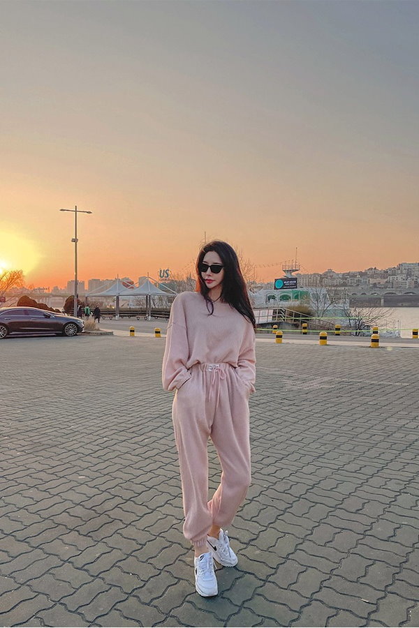 ワッフル レディース ルームウェア 部屋着 セットアップ ツーピーストップス 長袖 ドロップショルダー 萌袖 クルーネック カジュアル おしゃれ かっこいい こなれ感 ラフ メンズライク マニッシュ