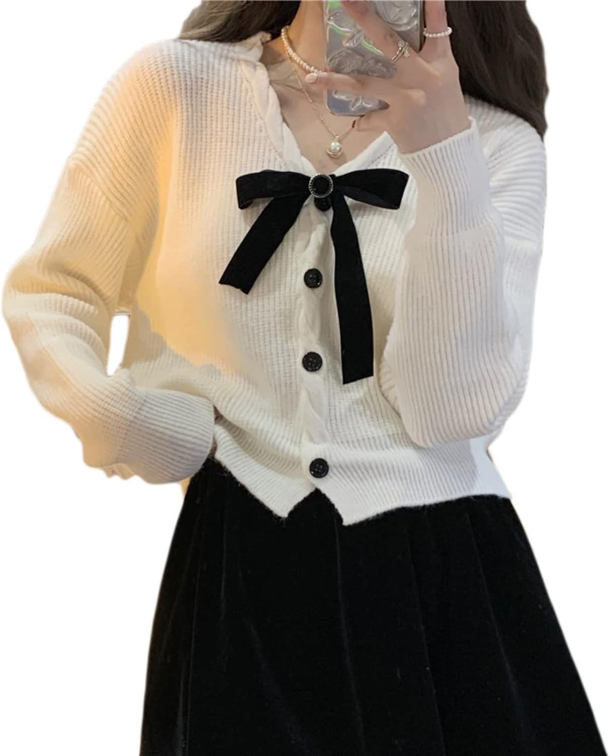 カーディガン セーター アウター レディース トップス 無地 羽織る ちょうネクタイ Vネック 長袖 おしゃれ きれいめ エレガント デイリー シンプル ケーブル編み お洒落 可愛い ショート