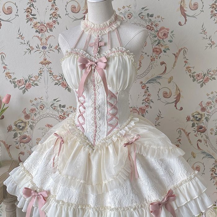 Lolita クロス姫ダークゴシックドールネックワンピースショート コスチューム