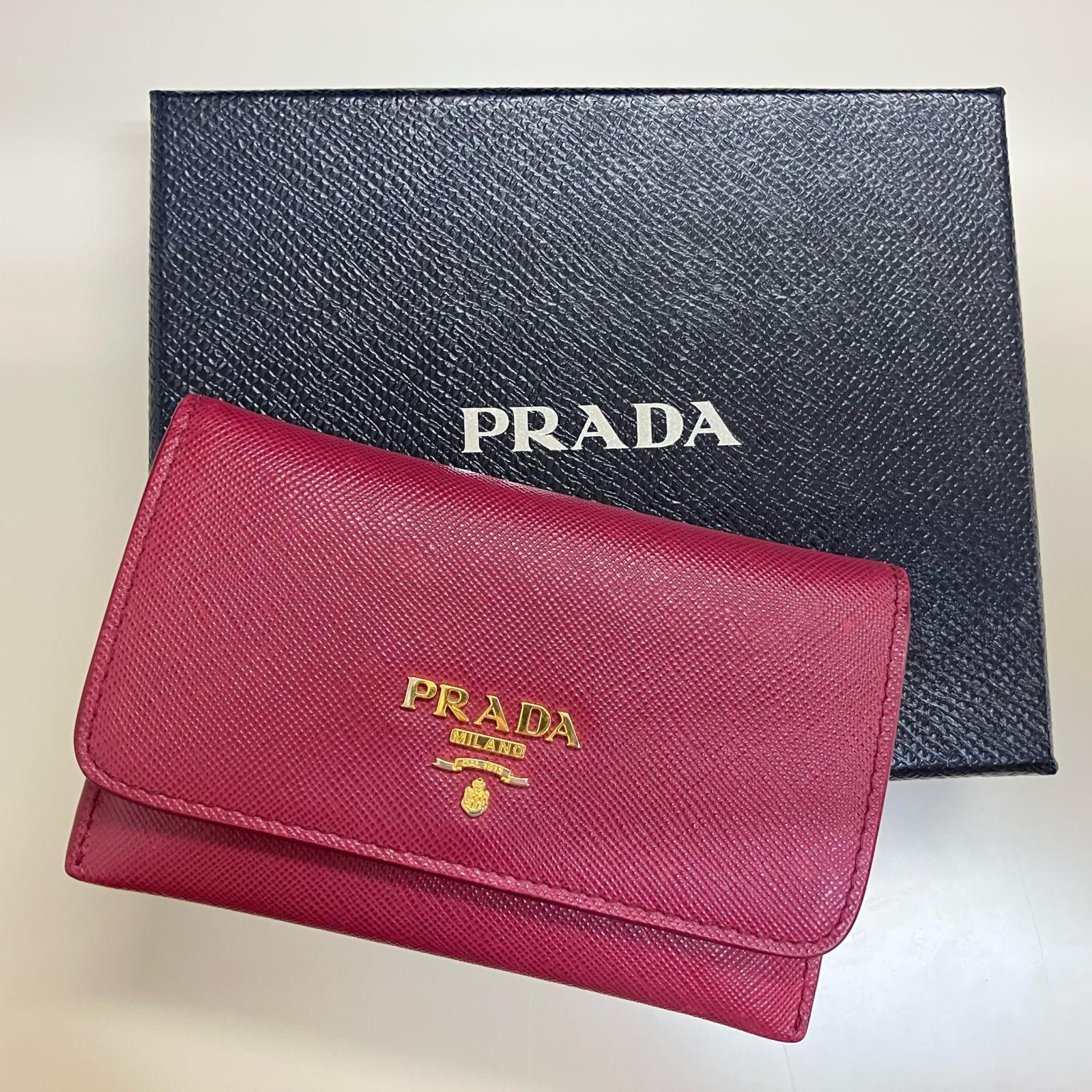 カードケース ピンク PRADA刻印【中古】 レディース