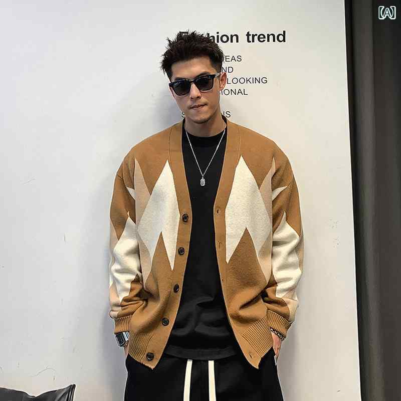 メンズ 秋 長袖 厚手 ニット カーディガン セーター レイヤード カジュアル おしゃれ 普段使い 着やい 動きやい 快適 レジャー アウトドア ワーク