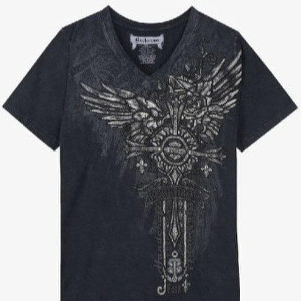 女性PREMIUMヴィンテージホットフィックスVネック半袖Tシャツ_DG