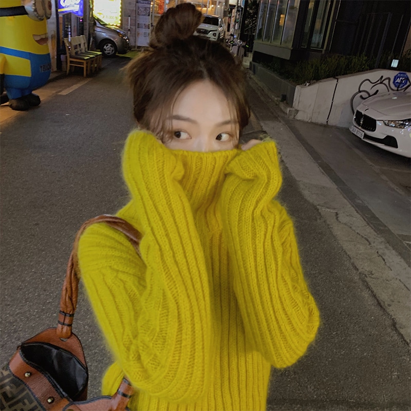 トップス セーター 袖あり 長袖 ハイネック 襟なし ストレート もこもこ ふわふわ かわいい きれいめ シンプル 上品 こなれ感 ラフ ラブリー キュート ルーズ とろみ感 冬 誕生日 クリスマス