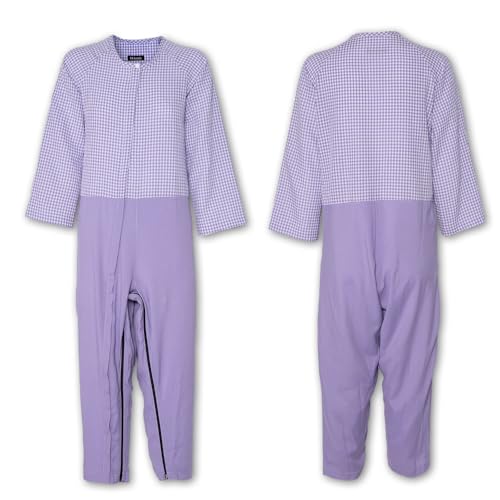 介護つなぎパジャマ 女性用 男性用 前開き ろうべん対策 簡単 おむついじり パープル Sサイズ BB001PPS