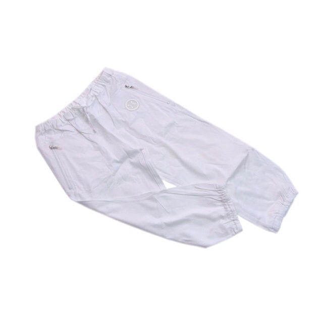 パンツ ZIPポケット付き ロゴ キッズ130Aサイズ ホワイト 中古