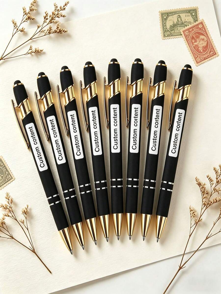 100/50個 新作カラフル印刷カスタマイズ金属製ボールペン 個性的ゴム製先端付き - 刻印可能なボールペン上品な男女兼用ギフトクリスマス母の日誕生日卒業記念日に最適