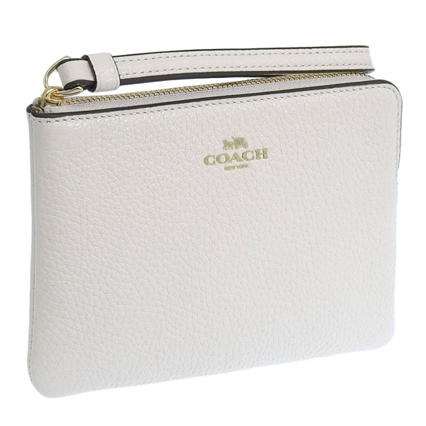 コーチ 小物 レディース ポーチ アウトレット レザー ホワイト PBBLD LTH CRNR ZIP CP483IMCHK COACH